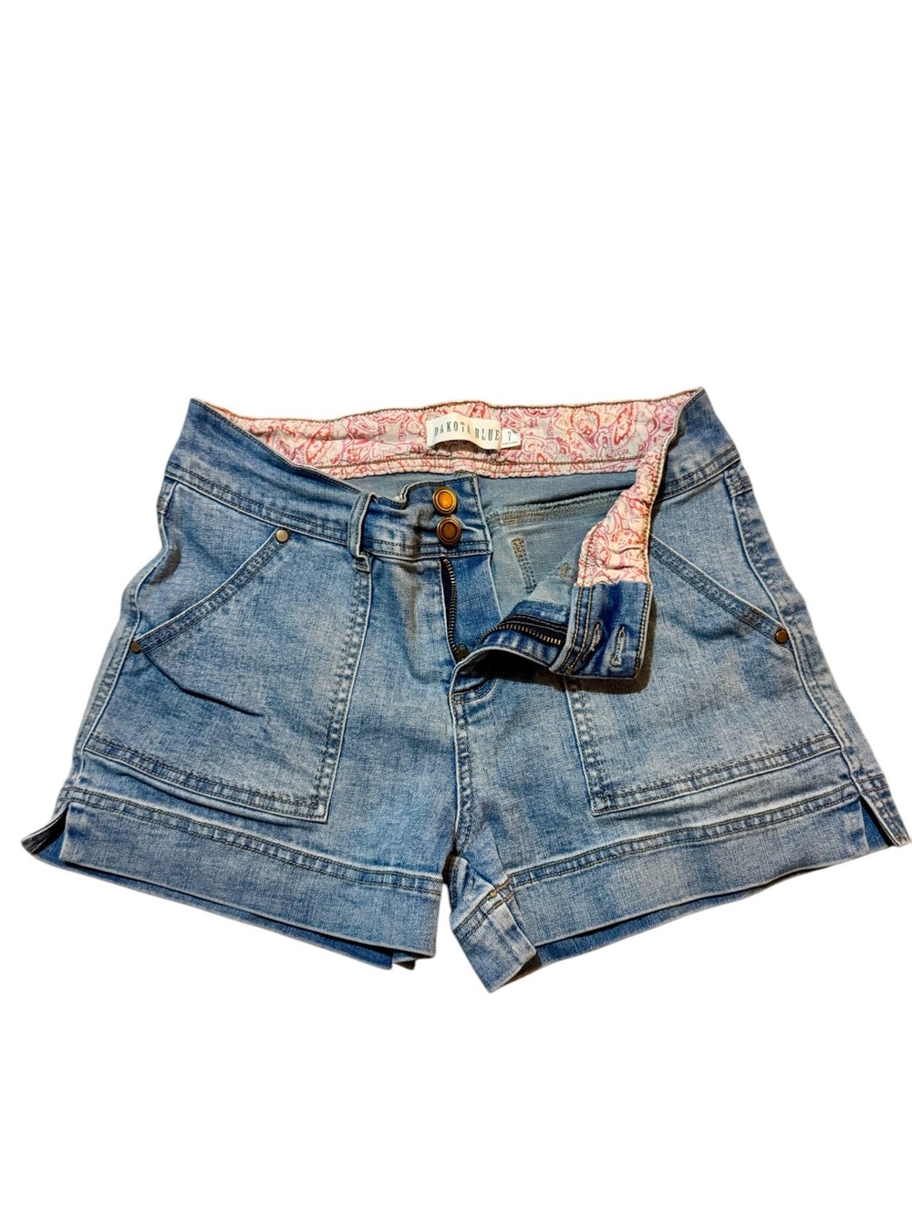 Anorak Blue Denim Utility Shorts with Paisley Lining